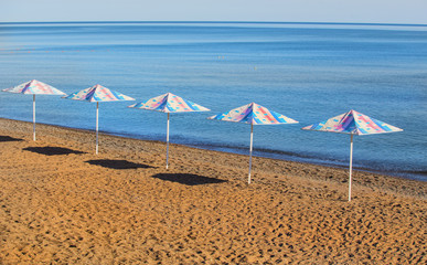 Umbrellas on a sandy beach