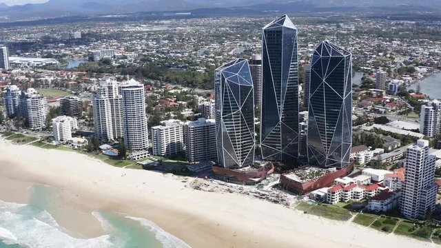 Sunny view of Broadbeach skyline on the Gold Coast
