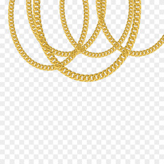 Gold chain isolated. Vector necklace