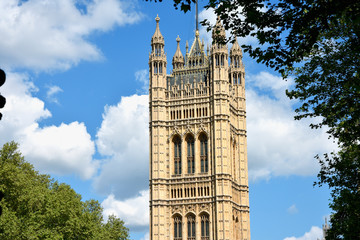 Fototapeta na wymiar Westminster Abbey viewed from Victoria tower gardens, London, UK