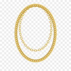Gold chain isolated. Vector necklace