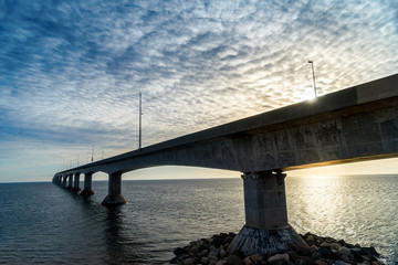 Confederation bridge linking Prince Edward Island to mainland New Brunswick, Canada.