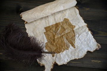 map of sudan on vintage paper with old pen on the wooden texture desk