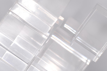 Transparent cube on white background
