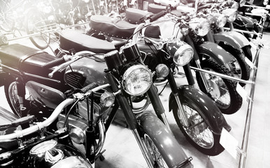 Retro motorcycles in store