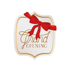 frame and ribbon with label grand opening
