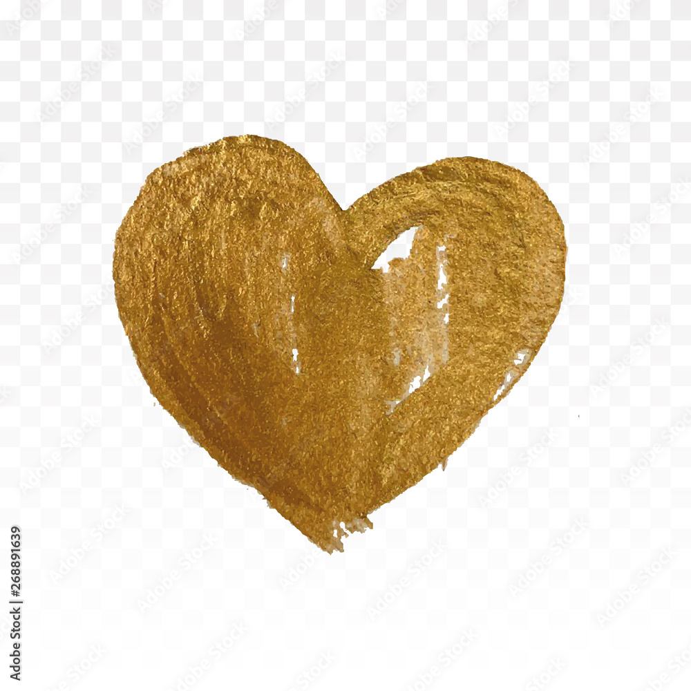 Poster Gold glitter heart isolated on white. 