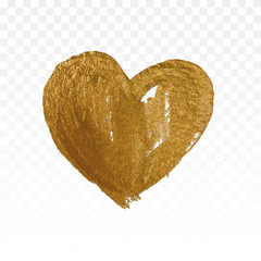 Gold glitter heart isolated on white. 