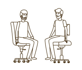 men with sitting in office chair avatar character