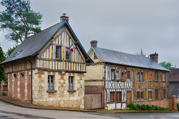 Maisons normandes anciennes à colombages, Le Bec Hellouin, France