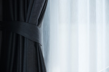 bundle gray black curtain on white curtain background