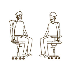 men with sitting in office chair avatar character