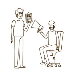 couple with sitting in office chair avatar character