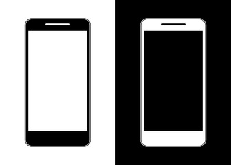 Black and white smartphone icon, isolated