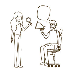 couple with sitting in office chair avatar character