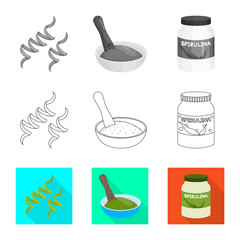 Vector illustration of protein and sea icon. Collection of protein and natural stock symbol for web.