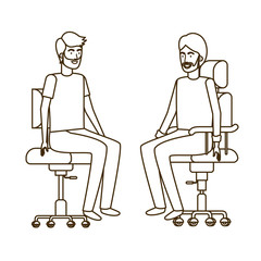 men with sitting in office chair avatar character