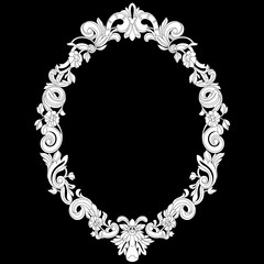 Vintage oval pattern frame in old style. Vector.Vintage oval pattern frame in old style. Vector.