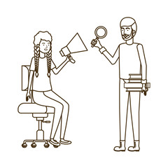 couple with sitting in office chair avatar character