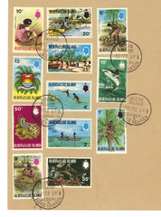 Gilbert Ellice Islands Meer Fischer Hawaii Tahiti Ozeanien tradition Kokosnuss Blätter Briefmarke...