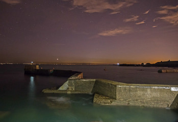 Zig Zag pier, St Monan's Fife, at night