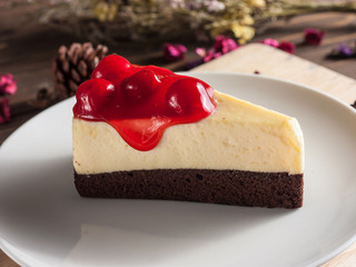 delicious cherry brownie cheesecake
