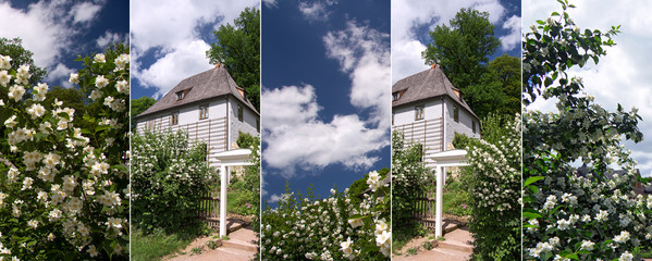 Goethes Gartenhaus in Weimar im Frühling - Collage 1