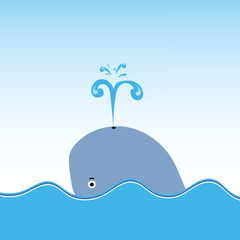 Naklejka premium whale in the sea cartoon vector illustration