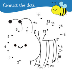Connect the dots. Dot to dot by numbers activity for kids and toddlers. Children educational game. Cartoon bee - 268897682