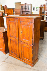 Detail of an old italian wooden wardrobe just restored - Italian culture
