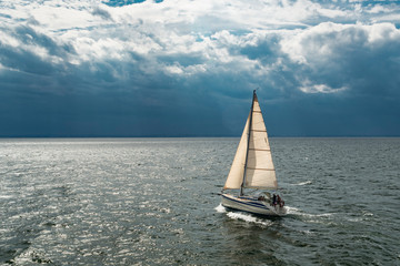 Fototapeta na wymiar Sailboat on the sea, Baltic sea, Poland