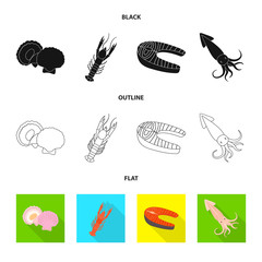 Isolated object of fresh  and restaurant symbol. Set of fresh  and marine   stock symbol for web.