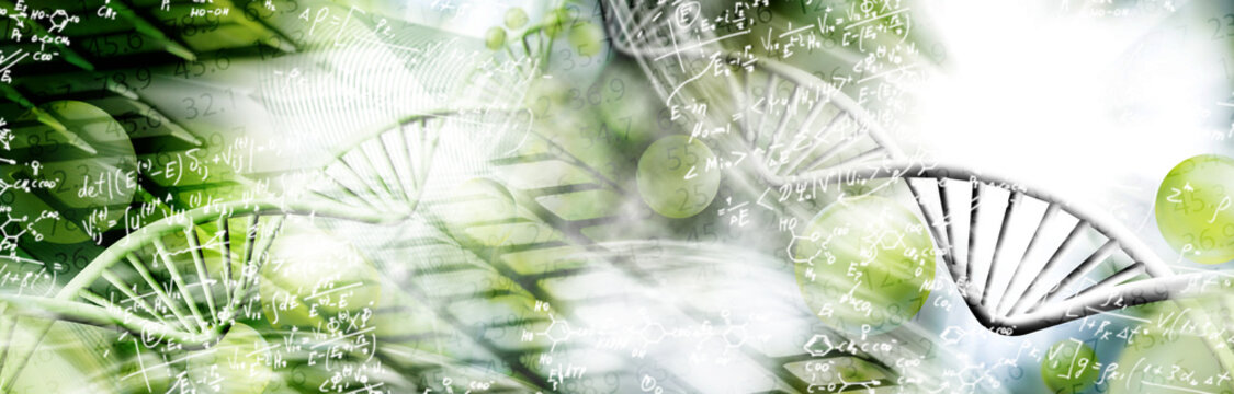 image of dna chain on biotechnological background,