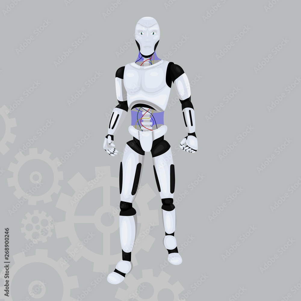 Poster robot android vector icon on a grey background. artificial intelligence illustration isolated on gre