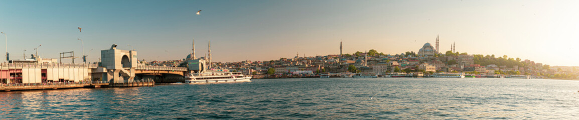 Western part of Istanbul panorama during evening