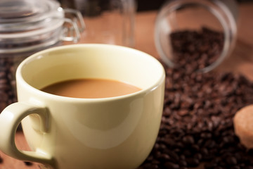 image of coffee cup on wood
