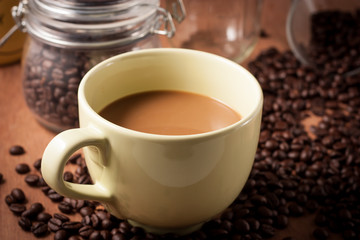 image of coffee cup on wood