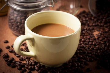 image of coffee cup on wood