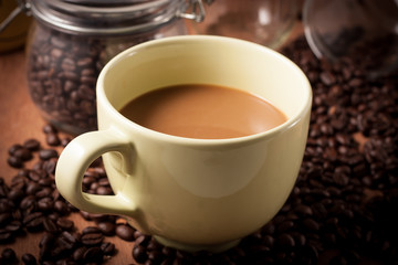 image of coffee cup on wood