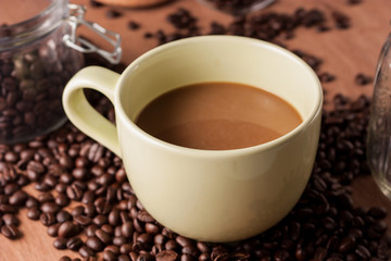 image of coffee cup on wood