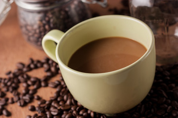image of coffee cup on wood
