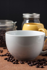 image of coffee cup on wood background