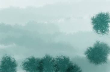 Abstract background inspired by nature. Foggy forest.