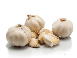 Garlic on white reflect background