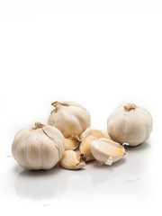 Garlic on white reflect background