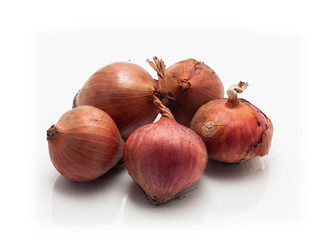 red onion on white reflect background