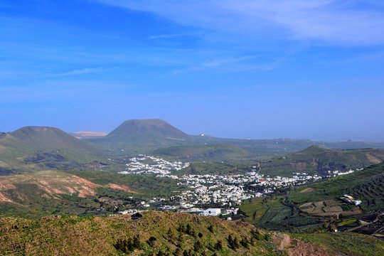 The Malpasso Valley (Valle Malpaso), Lanzarote, Canary Islands, Spain. Stunning view from Haria view point (Mirador de Haria). 