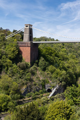 BRISTOL, UK - May 13 : View of the Clifton Suspension Bridge in Bristol on May 13, 2019