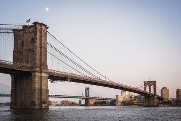 Fototapeta na wymiar Landscape of Manhattan Bridge and Brooklyn Bridge on the East River - New York City, NY