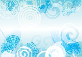 butterfly shiny vector background light blue frame